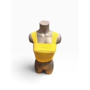 Shein yellow ruched tank top crop top medium